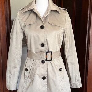 Banana Republic Womens Trench Coat Khaki Belted Sz S Classic Parisian
